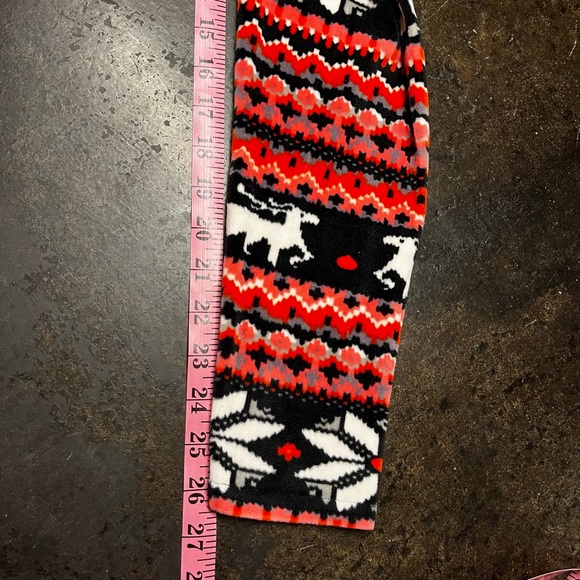 Festive Velour Red and Black Leggings, L - Picture 8 of 8